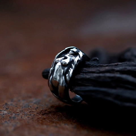 Retro Stainless Steel Venus Goddess Relief Ring For Men Vintage Distressed Gothic Artistic Finger Ring Open Adjustable Jewelry