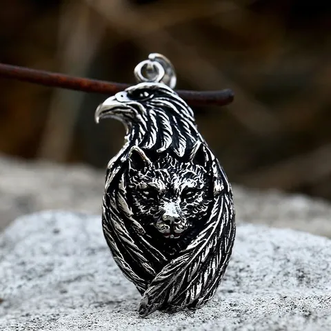 Retro Roestvrij Staal Uil Wolfskop Hanger Voor Heren Gotische Dierentotem Ketting Bedeltje Hanger Zonder Ketting Vintage Biker Sieraden