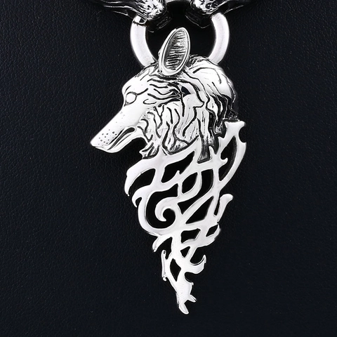 Nordic Viking Wolf Head Pendant Only Retro Stainless Steel Tribal Flame Hollow Necklace Accessory For Men Women Jewelry