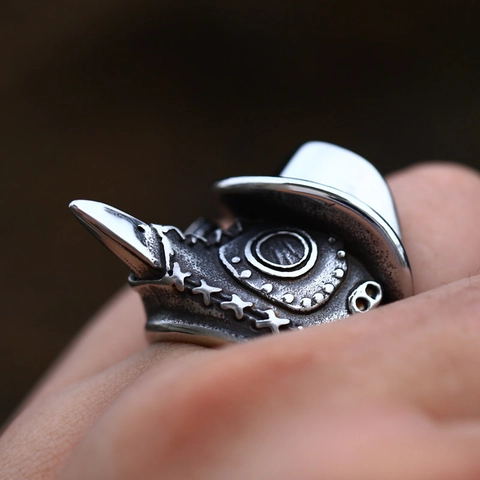 Vintage Edelstahl Pestdoktor Maske Ring Gothic Steampunk Vogelschnabel Ring Für Herren Retro Distressed Biker Schmuck