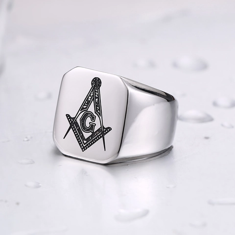 Vintage Stainless Steel Masonic Russian Eagle Signet Ring For Men Retro Polished Engraved Religious Finger Jewelry