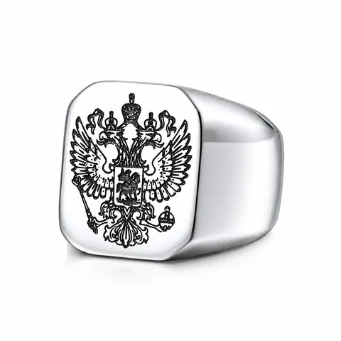 Vintage Stainless Steel Masonic Russian Eagle Signet Ring For Men Retro Polished Engraved Religious Finger Jewelry
