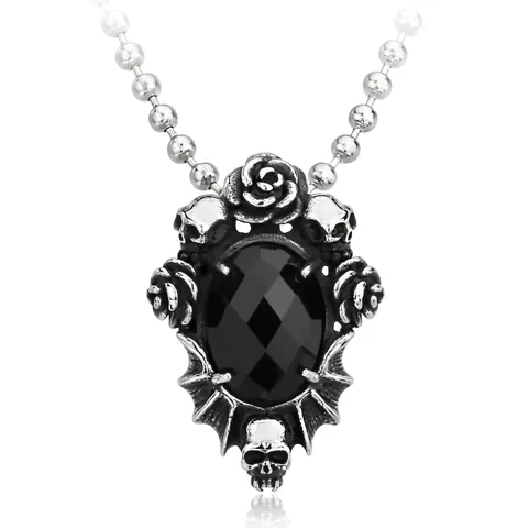 Edelstahl Gotik Totenkopf Rose Anhänger Ohne Kette Für Damen Herren Retro Strass Edelstein Punk Schmuck Anhänger