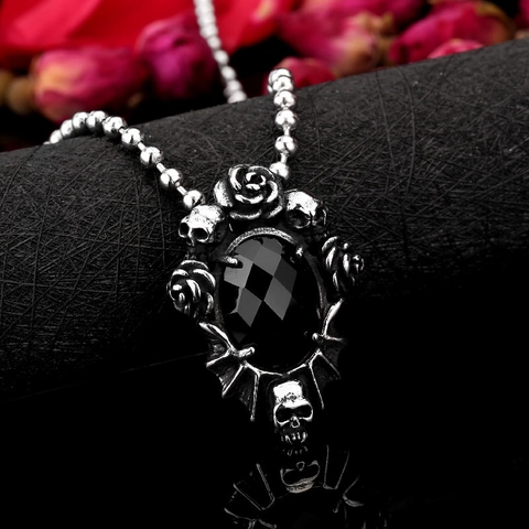 Edelstahl Gotik Totenkopf Rose Anhänger Ohne Kette Für Damen Herren Retro Strass Edelstein Punk Schmuck Anhänger