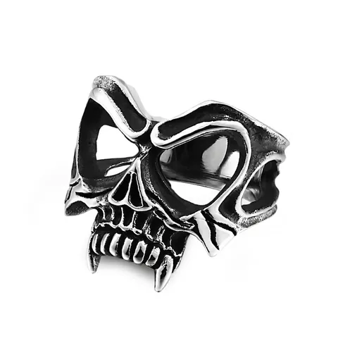 Vintage Stainless Steel Skull Mask Ring For Men Gothic Punk Rock Style Antique Silver Finish Biker Jewelry Finger Ring