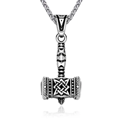 Colgante Solo de Acero Inoxidable Vintage Martillo de Thor Mjolnir Para Hombre Nudo Celta Vikingo Joyería de Runas Nórdicas Regalo