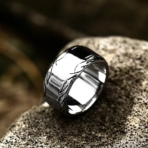 Anillo de Acero de Titanio con Nudo Celta Vikingo Nórdico Vintage Pulido para Hombres Mujeres Unisex Joyería Retro Accesorios para Dedos