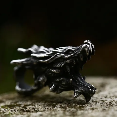 Retro Gothic Dragon Head Skull Pendant Only Without Chain Oxidized Stainless Steel Men Punk Hip Hop Charm Jewelry