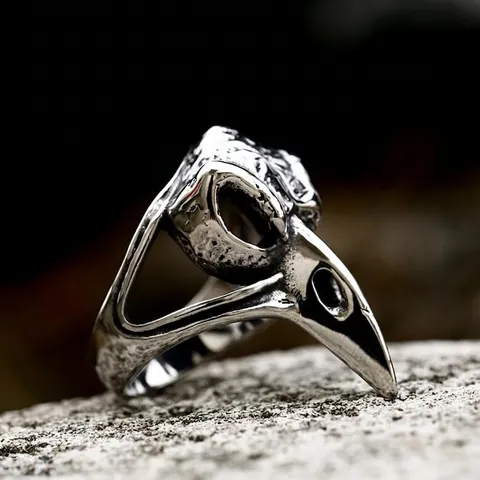 Vintage Gothic Viking Raven Skull Ring Για Άνδρες Από Ανοξείδωτο Ατσάλι Punk Biker Crow Head Bone Δαχτυλίδια Κοσμήματα