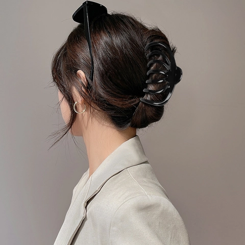 Pinza per Capelli Grande Minimalista per Donna Bianco Lucido Ambra Trasparente Clip a Squalo Stile INS Elegante Accessorio per Capelli