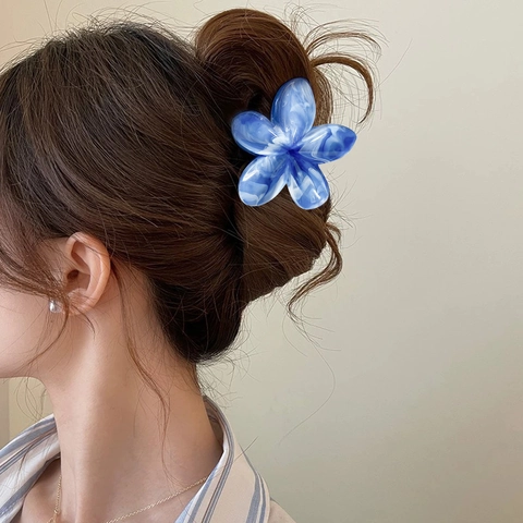 Marmor Farbe Frangipani Haarkralle Clip Für Damen Matt Blumenform Haifischclip Süß Frisch Haar Styling Zubehör