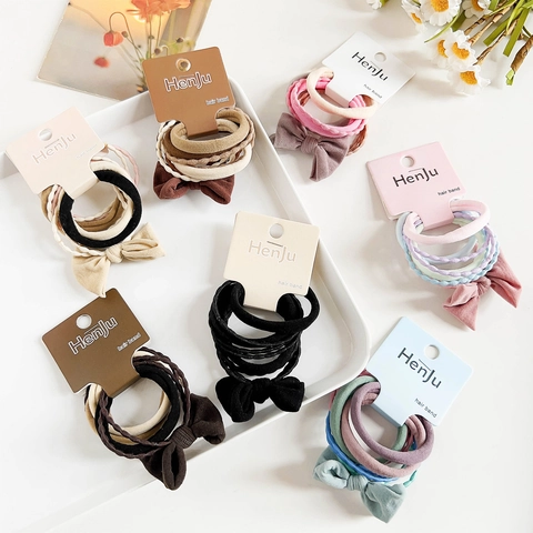 Elastische Haargummis Mit Schleife Koreanischer Stil Süße Einfarbige Haarbänder Minimalistischer Haarschmuck Für Damen Mädchen Alltag