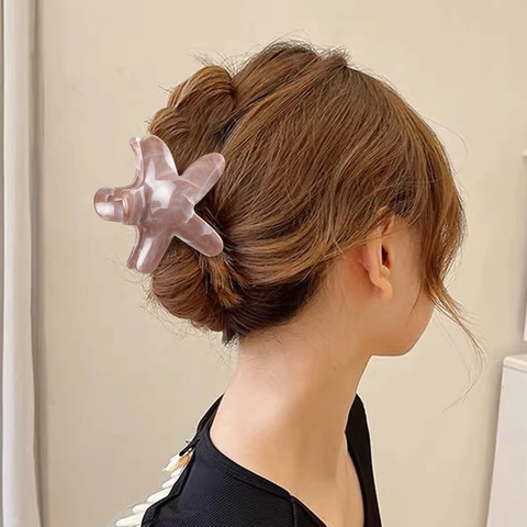 Eleganti Mollette per Capelli con Motivo Marmo per Donna a Forma di Foglia di Ginkgo Stella Marina Accessori ABS