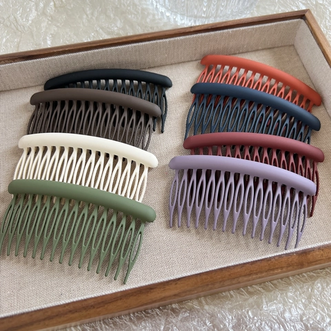 Peines Laterales para el Cabello Mate Simples Horquillas de Arco de Plástico Antideslizante Color Sólido Herramientas de Peinado para Mujer