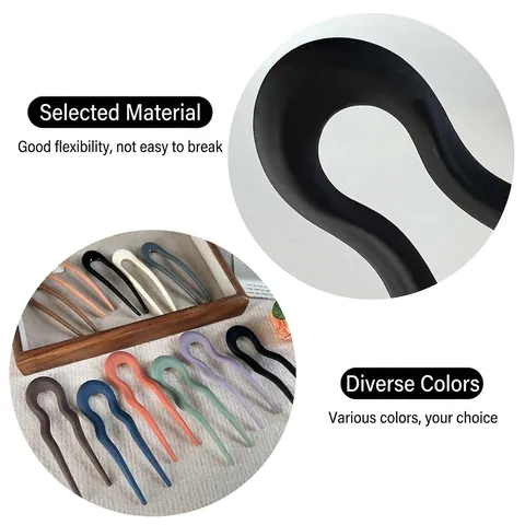 Chinesischer Stil U-Form Haarstab Minimalistisch Kunststoff Harz Haargabel Wellenförmig Matt Glänzend Haarnadel Für Damen Kopfschmuck