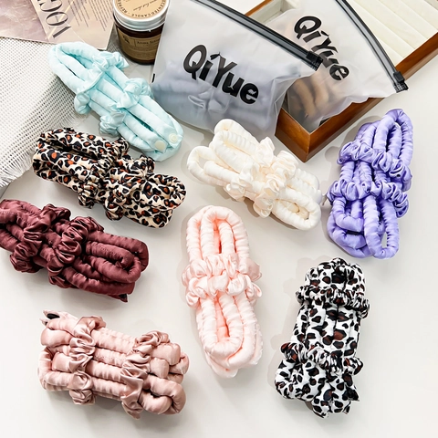 Heatless Hair Curler Satin Ribbon Hair Rollers Με Scrunchies Και Clips Για Μακριά Μαλλιά Overnight DIY Hair Styling Tools