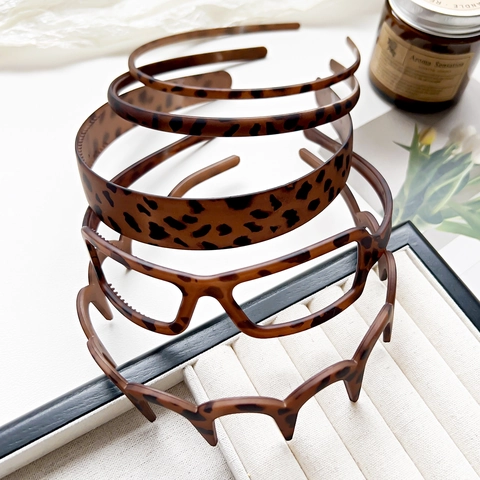 Vintage Leopardenmuster Schildpatt Haarreif Für Damen Kunststoff Harz Rutschfest Wellen Haarband Retro Mode Haarschmuck Einfacher Stil Kopfband Für Tägliches Haarstyling