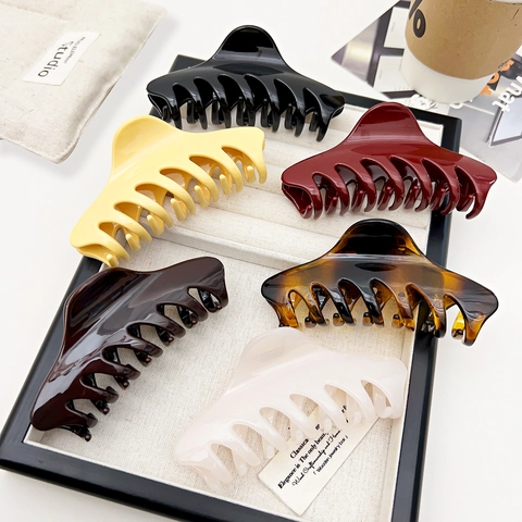 Grande Pince per Capelli Lucida in Plastica Clip a Squalo per Donna Presa Forte Antiscivolo Accessorio per Capelli Osso di Drago