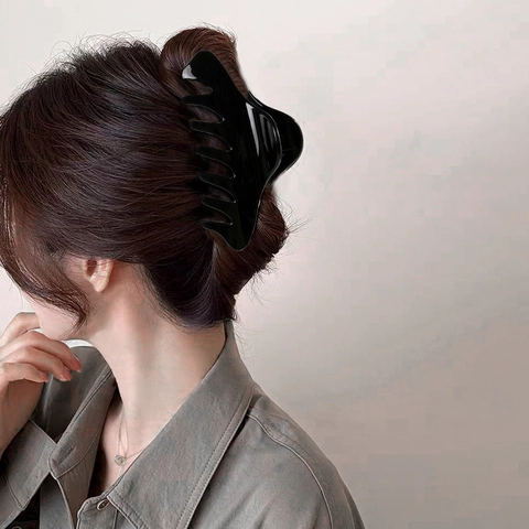 Grande Pince per Capelli Lucida in Plastica Clip a Squalo per Donna Presa Forte Antiscivolo Accessorio per Capelli Osso di Drago