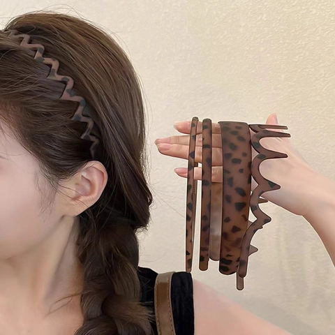 Vintage Leopardenmuster Schildpatt Haarreif Für Damen Kunststoff Harz Rutschfest Wellen Haarband Retro Mode Haarschmuck Einfacher Stil Kopfband Für Tägliches Haarstyling