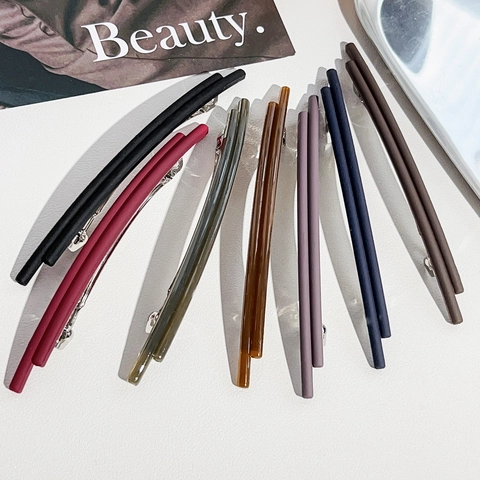 Fermaglio per Capelli Minimalista da Donna Opaco Lucido Sottile Lungo a Molla Colore Gelatina Geometrico Versatile Accessorio per Capelli