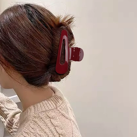 Große Glänzende Hohle Geometrische Haarklammer Aus Harz Damen Elegant Modisch Minimalistisch Haarschmuck Shark Clip
