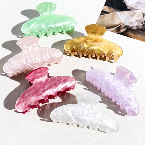 Pinza per Capelli in Acrilico con Motivo Marmo Grande Quadrata Farfalla Shark Clip per Donna Eleganti Accessori per Capelli
