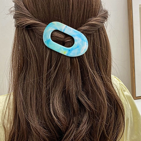 Handmade Marble Pattern Hair Claw Clip Curved Oval Square Large Shark Clip Gradient Color Fashion Hair Accessories For Women