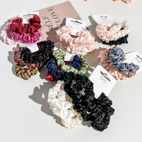 Elegante Colección de Scrunchies de Satén con Efecto Seda Gomas para el Pelo de Alta Elasticidad para Mujer Color Sólido Soporte para Coleta Accesorios para el Cabello de Moda