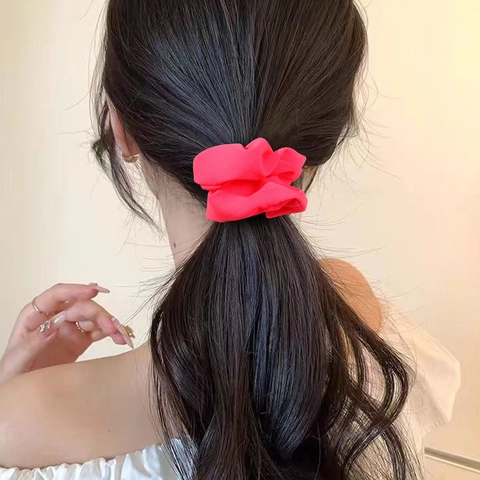 Neon Große Haargummis Für Damen Satin Schifon Elastische Haarbänder Hohe Dehnung Pferdeschwanzhalter Haaraccessoires