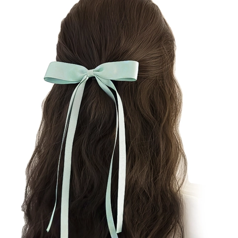 Pinza de Pelo de Lazo de Satén Color Sólido Con Cintas Largas Horquilla de Cinta Dulce para Mujer Accesorios para el Cabello