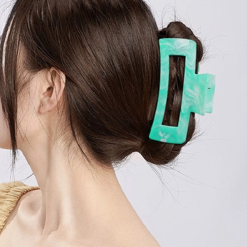 Large Marble Pattern Hair Claw Clip Geometric Square Hair Jaw Clip Plastic Shark Clip Strong Hold Accessory For Women