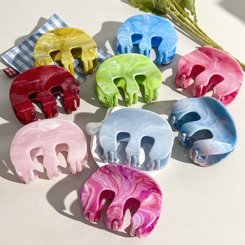 Pinza per Capelli con Motivo Marmorizzato Grande in Plastica Elegante Shark Clip Accessorio per Capelli Geometrico per Donna