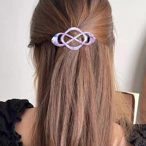 Molletta per Capelli alla Moda Texture Marmo Simbolo Infinito Acetato Geometrico Nodo Celtico Clip a Molla Elegante Accessorio per Capelli Donna