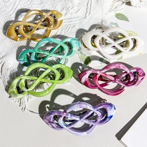 Molletta per Capelli alla Moda Texture Marmo Simbolo Infinito Acetato Geometrico Nodo Celtico Clip a Molla Elegante Accessorio per Capelli Donna
