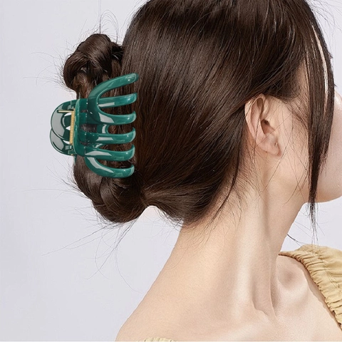 Große Haarklammer Polycarbonat UV-lackiert Zaun-Design Oval Hai-Clip Für Dickes Haar Damen Mode Haarschmuck