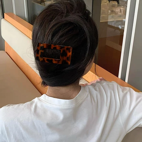 Molle per Capelli Grandi in Stile Coreano Elegante Rettangolare a Rombo Tartarugato con Motivo Leopardato per Donna e Ragazza