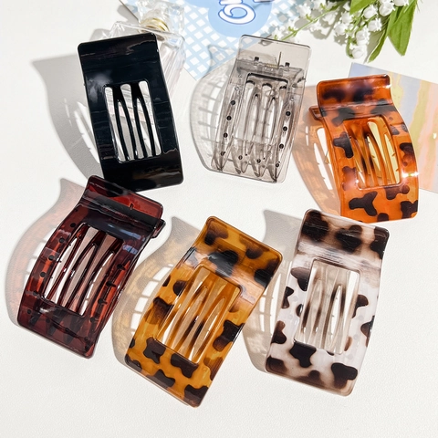 Molle per Capelli Grandi in Stile Coreano Elegante Rettangolare a Rombo Tartarugato con Motivo Leopardato per Donna e Ragazza