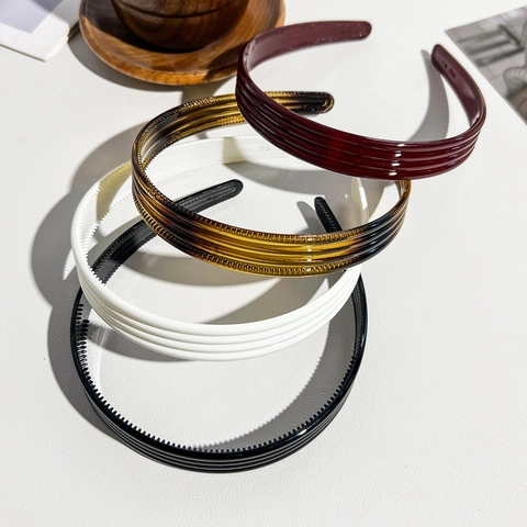 Cerchietto Per Capelli Lucido A Righe Minimalista Per Donna Antiscivolo In Resina Multistrato Accessori Per Capelli Vintage