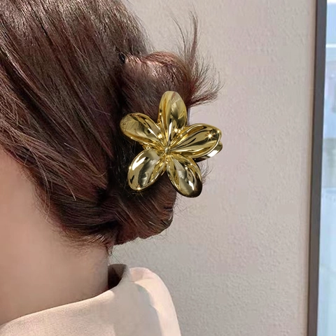 Molletta per Capelli a Fiore di Plumeria Clip a Squalo Metallizzata Galvanizzata per Donna Eleganti Accessori per Capelli