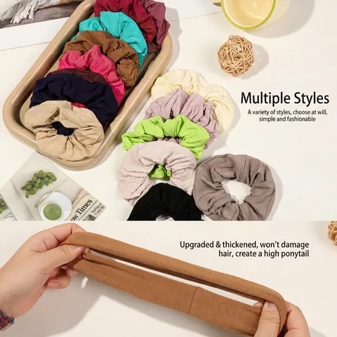 Coleteros de Algodón de Color Sólido Elegantes Franceses Elásticos para el Cabello Soporte para Coleta Mujer Accesorios