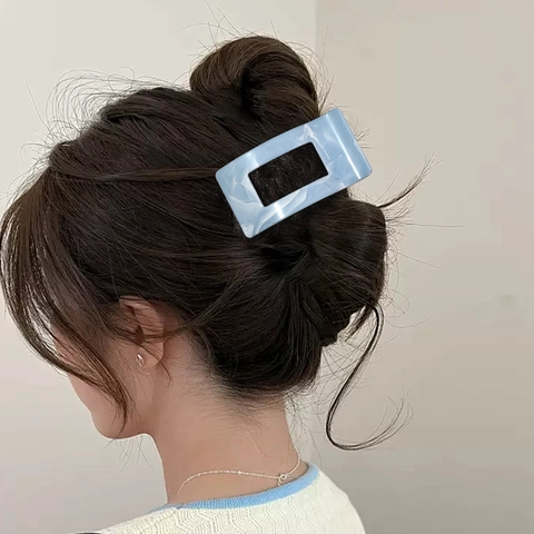Elegant Marble Pattern Hair Claw Clip For Women Plastic Geometric Square Style Fashion Hair Styling Accessory Daily Hair Grip