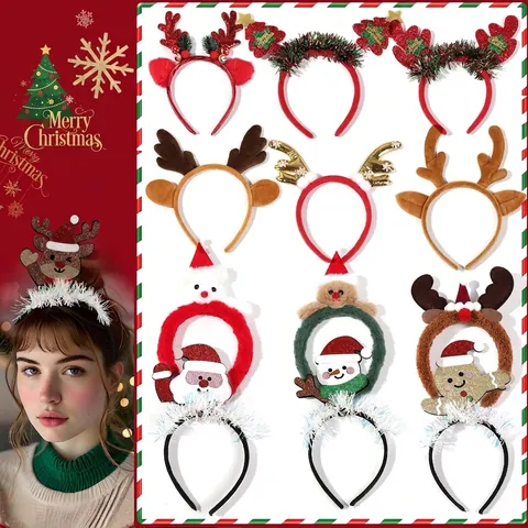 Serre-tête de Noël en Forme de Bois de Renne Paillettes Sapin de Noël Jambe d'Elfe Bandeau de Cheveux Décoration de Fête Unisexe