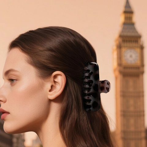 High-End Leopard Print Large Plastic Hair Claw Clip For Women Fashion Minimalist Rectangular Hair Catch Clip Accessory