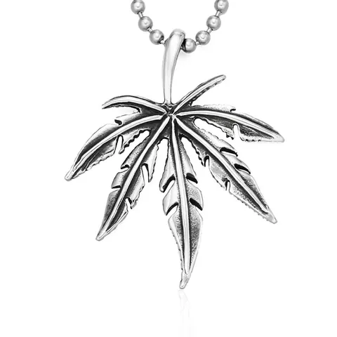Vintage 316L Edelstahl Blatt Anhänger Hip Hop Punk Streetwear Botanischer Charme Für Herren Party Schmuck
