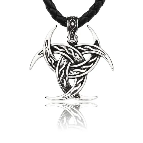 Viking Triple Horn Of Odin Pendant Retro Stainless Steel Celtic Knot For Men Norse Mythology Pendant Only Without Chain