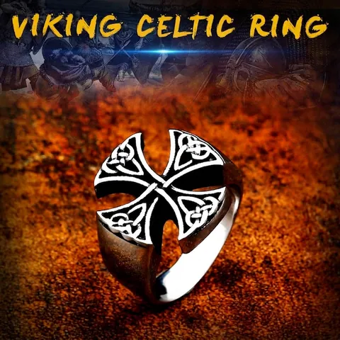Vintage Viking Celtic Knot Cross Ring For Men Stainless Steel Gothic Punk Finger Ring Nordic Jewelry Gift