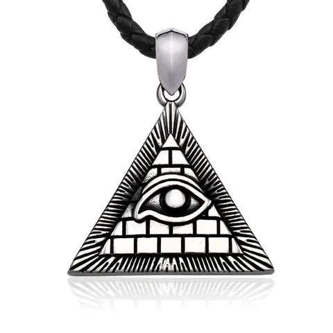 Ciondolo a Triangolo Occhio Della Provvidenza in Acciaio Inossidabile per Uomo Vintage Gothic Punk Piramide Gioielli Misteriosi