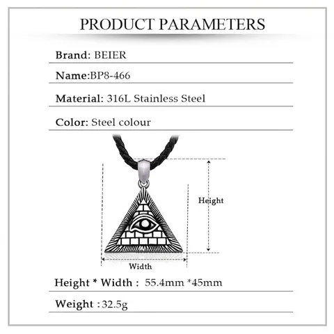 Ciondolo a Triangolo Occhio Della Provvidenza in Acciaio Inossidabile per Uomo Vintage Gothic Punk Piramide Gioielli Misteriosi
