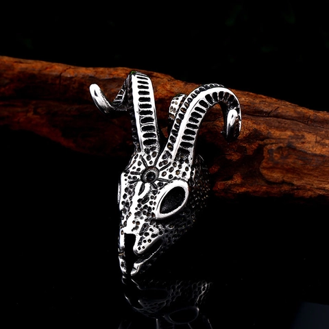Retro Titanium Steel Goat Skull Pendant For Men Antique Silver Punk Gothic Animal Ram Head Skeleton Jewelry Accessories